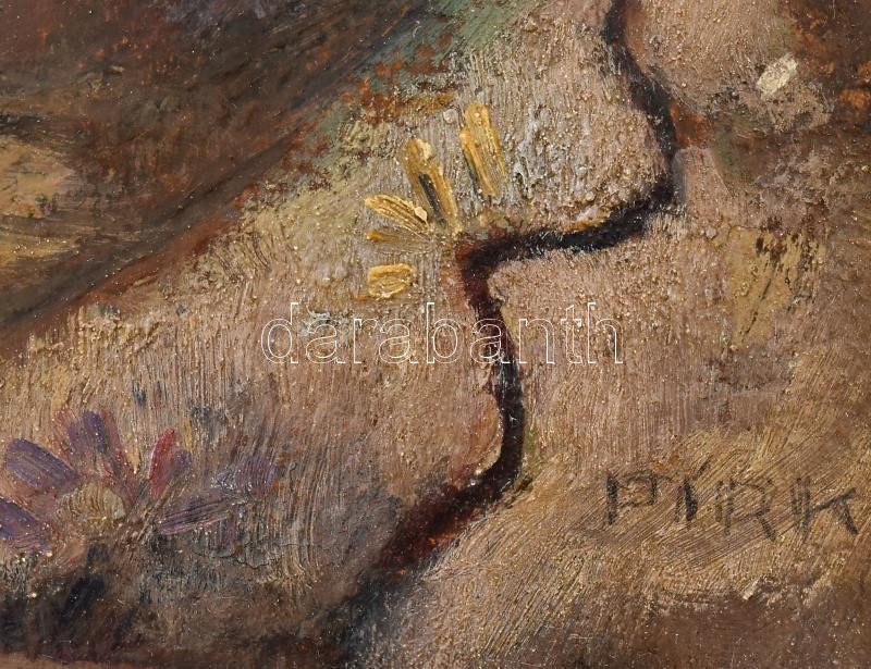 Pirk János (1903-1989): Bazsarózsás csendélet, 1948. Olaj, farost, jelezve jobbra lent. Hátoldalán Gödöllő 1948 felirattal. 29×34,5 cm. Fa keretben. / Oil on wood fibre, signed. - Image 2