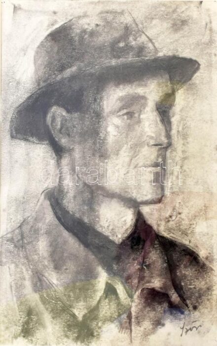 Szőnyi István (1894-1960): Férfi portré (önarckép?). Szén, papír. Jelezve jobbra lent. Proveniencia: P. Szabó Ernő (1952-2018) művészettörténész hagyatékából. 33x20,5 cm. Dekoratív, üvegezett fakeretben.