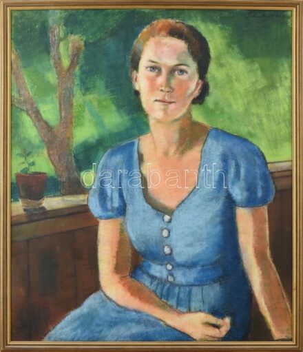 Schubert Ernő (1903-1960): Női portré, 1937. Pasztell, papír, jelezve jobbra fent. Dekoratív fakeretben, 68×57,5 cm / Ernő Schubert (1903-1960): Portrait, 1937. Pastell on paper, signed upper right. Framed, 68×57,5 cm