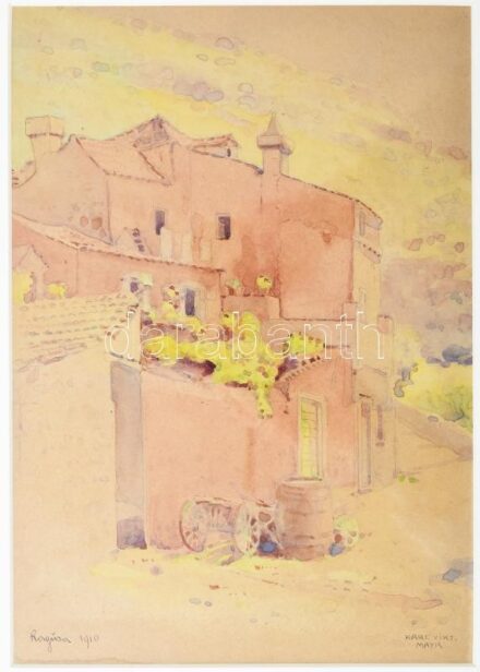 Karl Viktor Mayr (1882-1974) Ragusa 1910. Akvarell, papír. Jelzett, dekoratív üvegezett keretben 27x19 cm / Watercolor, paper. Signed. In glazed frame
