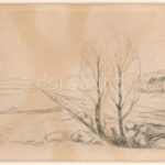Edvard Munch (1863-1944): Tájkép (Landschaft). Rézkarc, papír, jelzés nélkül. Paszpartuban. Megjelent: Hermann Struck: Die Kunst des Radierens. Ein Handbuch (Berlin: Bruno Cassirer). Életmű katalógusszámok: Woll 298 II (von III). Schiefler 268 I (von II). - Image 2