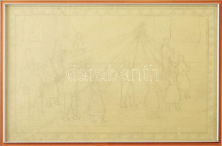 Ferenczy Noémi (1890-1957): Május. Ceruza, papír. Jelzés nélkül. Üvegezett fakeretben. 27x39 cm/ pencil on paper, unsigned, framed