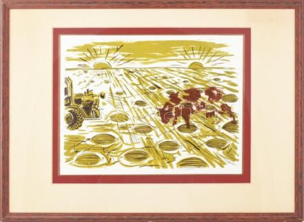 Bukta Imre (1952-): Táj, 1990. Ofszet litográfia, papír. Jelzett. Számozott (13/100). 31x42 cm. Üvegezett fakeretben. / ofset lithograph on paper, signed, numbered (13/100), framed