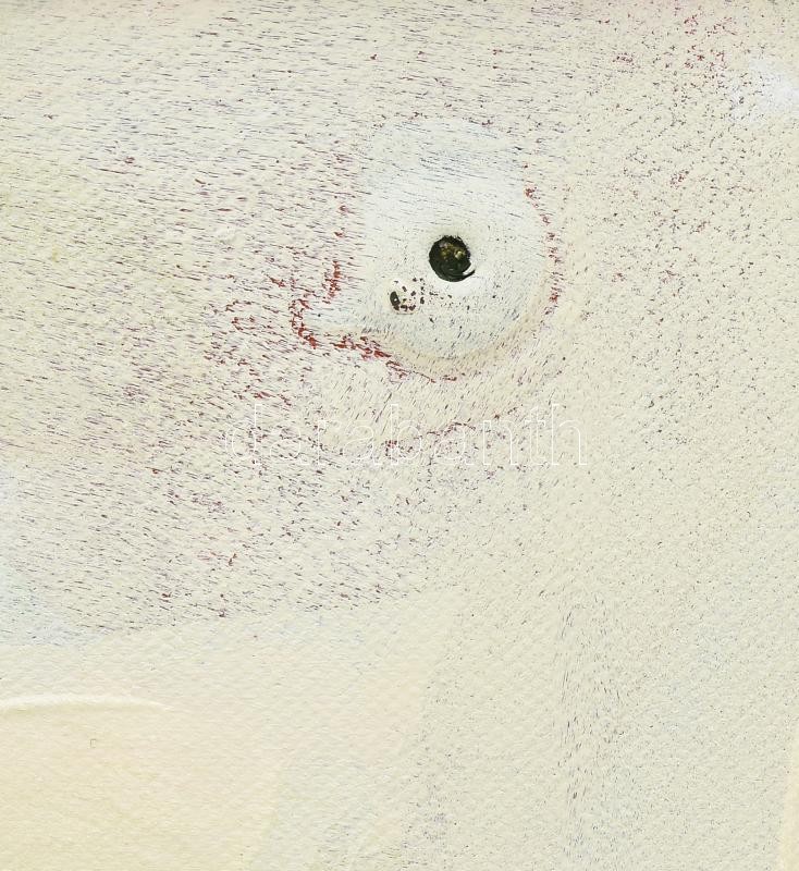Koppány Attila (1947-): Kockafa. Akril, applikáció, vászon. Jelzett a hátoldalán. Fakeretben. 70x50 cm. / acrylic and application on canvas, signed on the reverse - Image 3