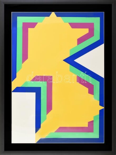 Bak Imre (1939-2022): Fényes VI., 1970. Szitanyomat, papír. Jelezve (Bak 70) és számozva (47/100) a hátoldalán. Üvegezett fakeretben. 69x49 cm. Korai szitanyomat. Gyűjtői darab! / Imre Bak (1939-2022): Fényes VI. Screenprint on paper, signed and numbered