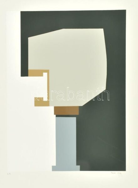 Mark (Márkus), Anna (1928-): Geometrikus kompozíció zöldben, 1990. Szitanyomat, papír, jelzett, művészpéldány E.A. jelzéssel. 45,5x34 cm / serigraphy on paper, signed, artist's proof E.A.