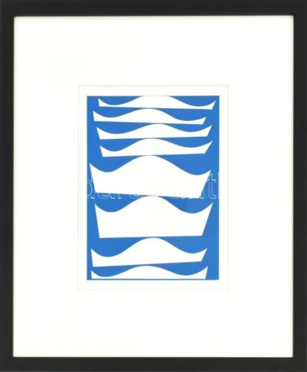 Sophie Taeuber-Arp (1889-1943): Struktúra (cím nélkül). Szitanyomat, papír, jelzés nélkül, Galerie Denise René kiadása 1964, üvegezett fakeretben, 19x14 cm / serigraphy on paper, unsigned, edited by Galerie Denise René 1964, framed