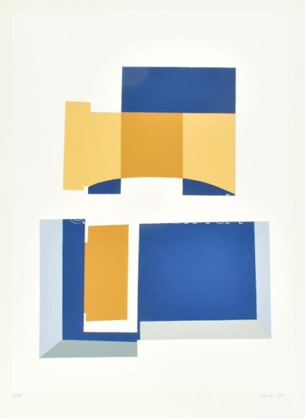 Mark (Márkus), Anna (1928-): Geometrikus ompozíció, 1990. Szitanyomat, papír, jelzett, számozott (19/40). 45,5x34 cm / serigraphy on paper, signed, numbered (19/40)