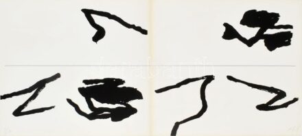 Hollán Sándor (Alexandre Hollan, 1933-): Tölgyfatánc mappa, Vasarely Múzeum, 1993. 3 db szitanyomat, mindegyik jelzett. Mindegyik 7/20 számozással. A művész aláírásával készült 20 db 1-20-ig számozott példány, 10 I-X-ig számozott példány, valamint 6 mappa