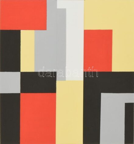 Nem's Judit (Nemes Judith, 1948-): Geometrikus kompozíció (cím nélkül). Akril, kollázs, papír, jelzés nélkül. Üvegezett fakeretben. 20x20 cm. / Acrylic on paper. Unsigned. Framed. 20x20 cm.