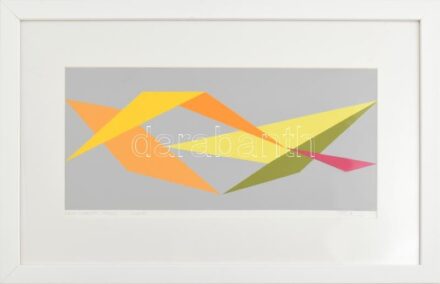 Halmi-Horváth István (1973-): Cím nélkül (170804.). Akril, papír, jelzett. Üvegezett fakeretben. 18×39,5 cm / Acrylic on paper, signed. Framed.