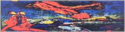 Joseph Kádár (1936-2019): Színek, 1996. Szitanyomat, fa, jelzett, hátoldalán autográf felirattal, 22x85,5 cm / screenprint on wood, signed