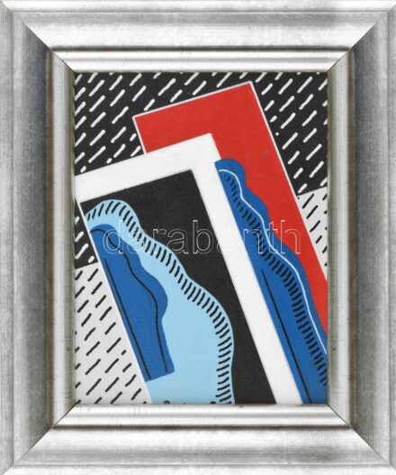 Deim Pál (1932-2016): "Fekete tükör". Akril, vásznazott lemez, jelezve balra lent. Hátoldalán autográf felirattal. Fakeretben, 20x15 cm. / acrylic, signed, framed