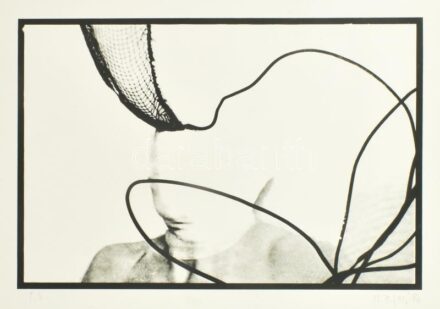 Hajas Tibor (1946-1980): Cím nélkül, 1980. Szitanyomat, papír, jelzett. Próbanyomat PD jelzéssel. Nagyon ritka, gyűjtői darab, nem sokkal Hajas Tibor halála előtt az 1980-ban rendezett Makói Művésztelep idején készült, rendkívüli grafika! Lapszéli apró sz