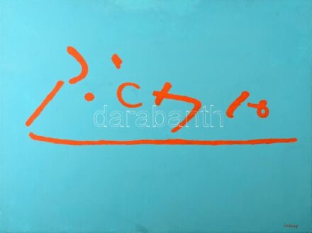 Lakner László (1936-): "After Picasso", 2008. Olaj, vászon, jelezve jobbra lent: Lakner. Hátoldalán Lakner László autográf feliratával: from the series "Signatures" (1974-?), "After Picasso". 2008, Laszlo Lakner. 60×80 cm. Lakner László, a magyar, német é
