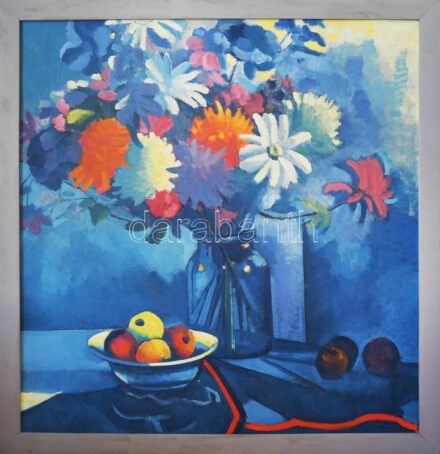 Angyalföldi Szabó Zoltán (1929-2014): Csendélet. Olaj, farost, jelezve balra lent. Dekoratív fakeretben, 133×128 cm / Angyalföldi Szabó Zoltán (1929-2014): Still life. Oil on wood fibre, signed lower left. Framed, 133×128 cm KIZÁRÓLAG SZEMÉLYES ÁTVÉTEL, N
