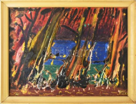 Klie Zoltán (1897-1992): Ősz. Olaj, farost, jelzett. Hátoldalán autográf felirattal és Képcsarnok Vállalat címkéjével. Fakeretben. 60x80 cm / oil on wood fibre, signed, framed