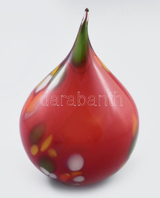 Murano stúdiómunka, anyagában színezett csepp alakú üveg, jelzés nélkül, kis kopással, m: 24,5 cm - Image 2