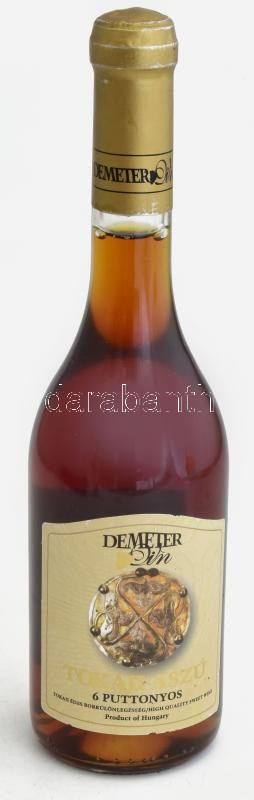 2003 Demetervin 6 puttonyos tokaji aszú, Úrágya-dűlő, csak 350 palackban készült, bontatlan palack édes fehér desszertbor, 11%, 0,5l.