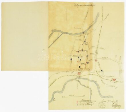 1911 A Zólyomban (Felvidék) kifüggesztett levélgyűjtő szekrények kézzel rajzolt térképe, utcákon való elhelyezkedése, pecsételve, aláírva, jó állapotban / Hand-drawn maps depicting the locations of letter collection boxes in Zólyom (now Zvolen, Slovakia)