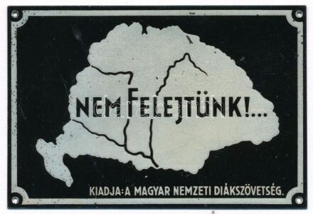 cca 1930 "Nem felejtünk!..." - kiadja a Magyar Nemzeti Diákszövetség, irredenta fém tábla, apró kopásnyomokkal, 6x9 cm