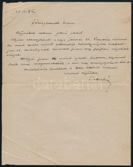 1947 Esterházy Móric volt miniszterelnök saját kezű levele, borítékjával