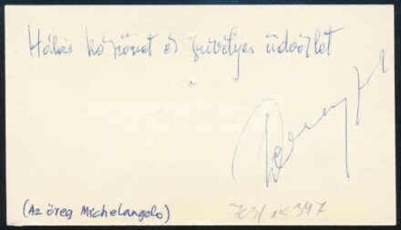 Déry Tibor (1894-1977) Kossuth- és Baumgarten-díjas író, költő DEDIKÁLT névjegykártyája