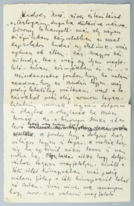 cca 1940 Egry József (1883-1951) festőművész autográf levele Halápy Jenőhöz (?-1950), Halápy János festőművész testvéréhez, amelyben egy budai műterem kereséséről ír. Más egyéb érdekes részlettel, két kézzel írt oldal, Egry József autográf