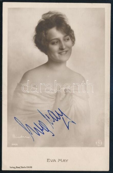 cca 1920-24 Eva May (1902-1924) osztrák színésznő aláírt fotólapja / Autograph signed photocard