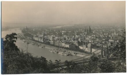 cca 1934 Kinszki Imre (1901-1945) budapesti fotóművész hagyatékából, jelzés nélküli vintage fotóművészeti alkotás (Budapesti látkép, Erzsébet híd), 17,3x29 cm