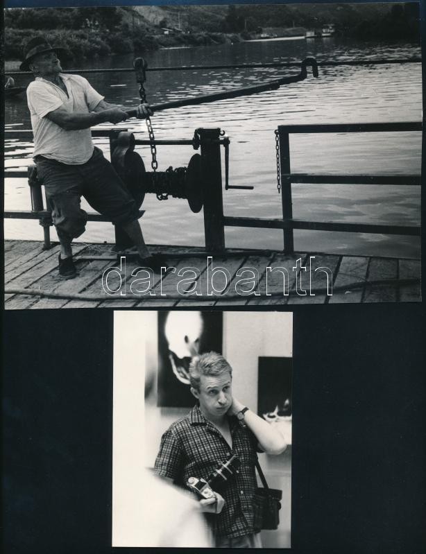 1967 Müller Ferenc budapesti fotóművész aláírásával jelzett, vintage fotóművészeti alkotás (Kompon állva), + hozzáadva a Müller Ferencről készült portréfotót, minkét kép ezüst zselatinos fotópapíron, 15,2x21,2 cm és 12x9 cm