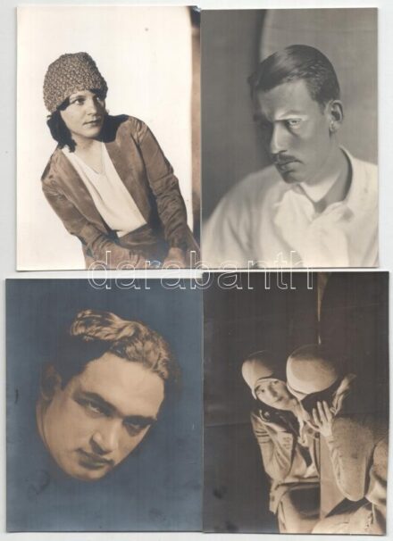 cca 1920-1930 Paul Arma (Weisshaus Imre, 1905-1987) magyar származású francia zeneszerző, zongoraművész, zeneetnológus, Bartók Béla tanítványának hagyatékából származó 10 db művészi portréfotó, azonosítatlan személyekről (?), változó állapotban, 16x10 cm