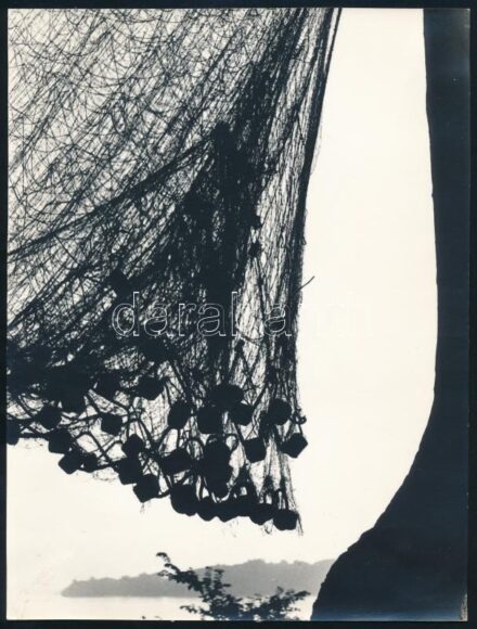 1970 Bíró Tibor miskolci fotóművész feliratozott, vintage fotóművészeti alkotása (Halásztanyán), ezüst zselatinos fotópapíron, a kép a Népművelési Intézet által, Dunaújvárosban megrendezett fotós alkotótelep (eredeti fotókat tartalmazó) albumából származi