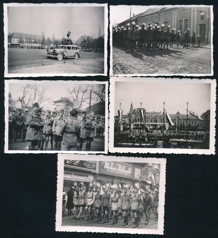 1942 Nagyvárad, Szent László-hét fotói, 19 db, rajtuk körmenettel, utca és városrészletekkel, a hátoldalakon pecsétekkel jelzett (Major Vilma), valamint feliratozottak, 6x9 cm és 6x6 cm közötti méretben - Image 2