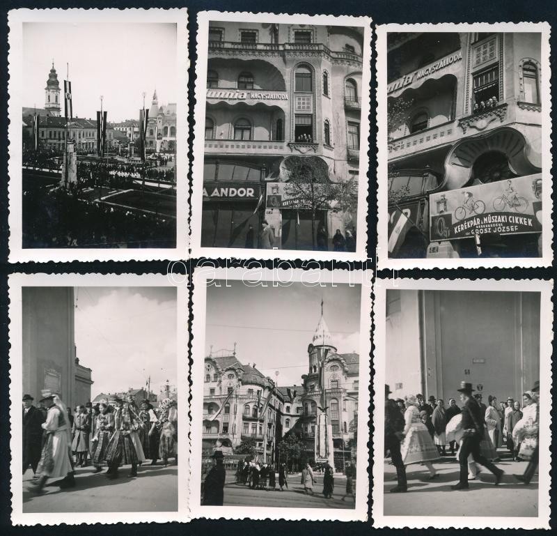 1942 Nagyvárad, Szent László-hét fotói, 19 db, rajtuk körmenettel, utca és városrészletekkel, a hátoldalakon pecsétekkel jelzett (Major Vilma), valamint feliratozottak, 6x9 cm és 6x6 cm közötti méretben - Image 3