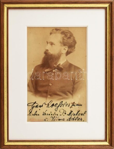 cca 1890 Hans Koessler/Koessler János (1853-1926) zeneszerző, zenepedagógus, karnagy, orgonista dedikált fotója. 11x17 cm Koessler János akadémiai zenetanárként számos neves zenész, zeneszerző mestere volt, közte: Bartók Béla, Kodály Zoltán, Dohnányi Ernő