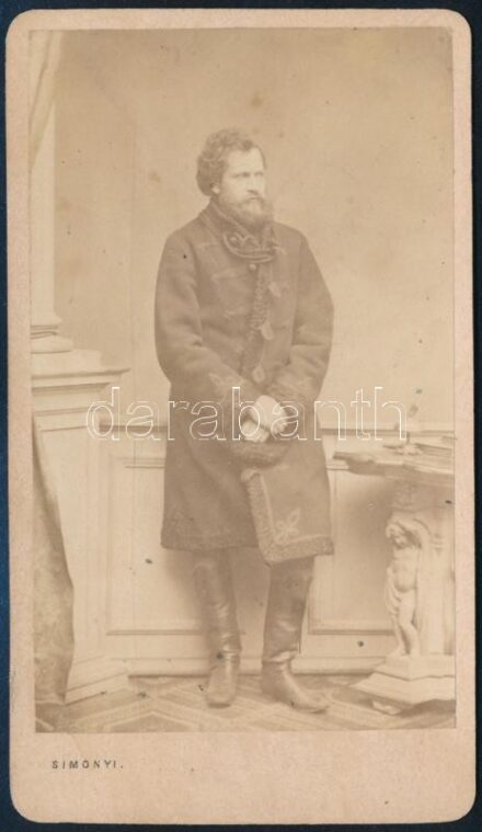 Gróf Károlyi István (1797-1881) főispán, politikus, akadémikus, Újpest alapítója, keményhátú fotó Simonyi pesti műterméből, 10,5×6 cm