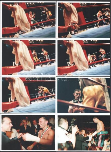 cca 1999 Koko, azaz Kovács István ökölvívó a ringben, jelzés nélküli 17 db vintage fotó, 15x10 cm