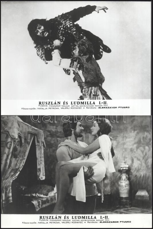 cca 1972 ,,Ruszlán és Ludmilla" című szovjet film jelenetei és szereplői, 21 db vintage produkciós filmfotó ezüst zselatinos fotópapíron, a használatból eredő (esetleges) kisebb hibákkal, 18x24 cm