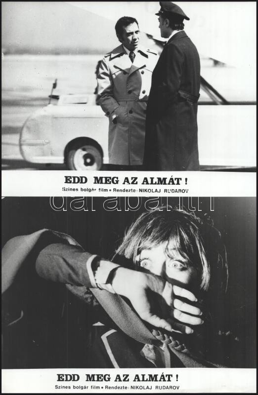 cca 1976 ,,Edd meg az almát" című bolgár film jelenetei és szereplői, 16 db vintage produkciós filmfotó ezüst zselatinos fotópapíron, a használatból eredő (esetleges) kisebb hibákkal, 18x24 cm