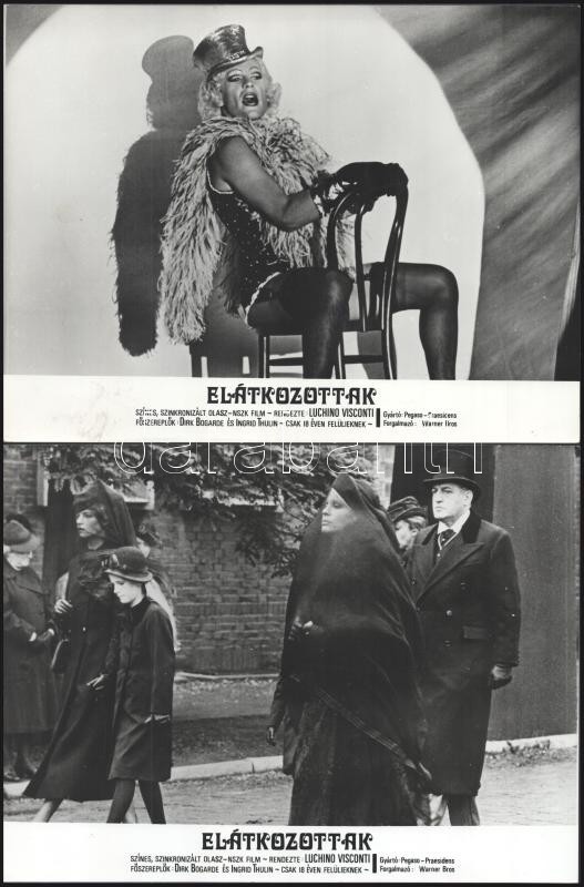 cca 1969 ,,Elátkozottak" című olasz - NSZK film jelenetei és szereplői, 21 db vintage produkciós filmfotó ezüst zselatinos fotópapíron, a használatból eredő (esetleges) kisebb hibákkal, 18x24 cm - Image 2