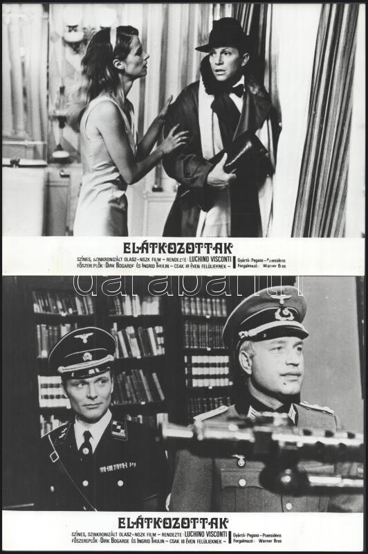 cca 1969 ,,Elátkozottak" című olasz - NSZK film jelenetei és szereplői, 21 db vintage produkciós filmfotó ezüst zselatinos fotópapíron, a használatból eredő (esetleges) kisebb hibákkal, 18x24 cm - Image 4