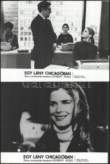 cca 1971 ,,Egy lány Chicagóban" című amerikai film jelenetei és szereplői, 11 db vintage produkciós filmfotó ezüst zselatinos fotópapíron, a használatból eredő (esetleges) kisebb hibákkal, 18x24 cm
