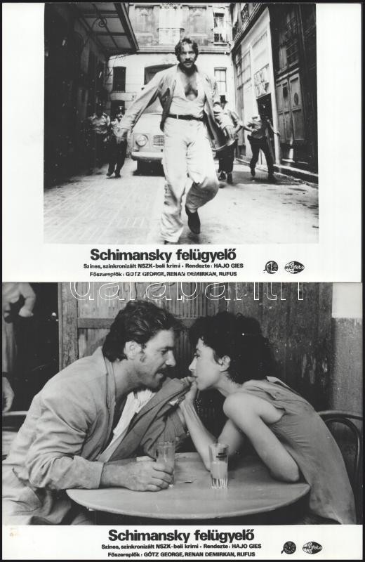 cca 1970 ,,Schimansky felügyelő" című NSZK-beli bűnügyi film jelenetei és szereplői, 5 db vintage produkciós filmfotó ezüst zselatinos fotópapíron, a használatból eredő (esetleges) kisebb hibákkal, 18x24 cm - Image 2