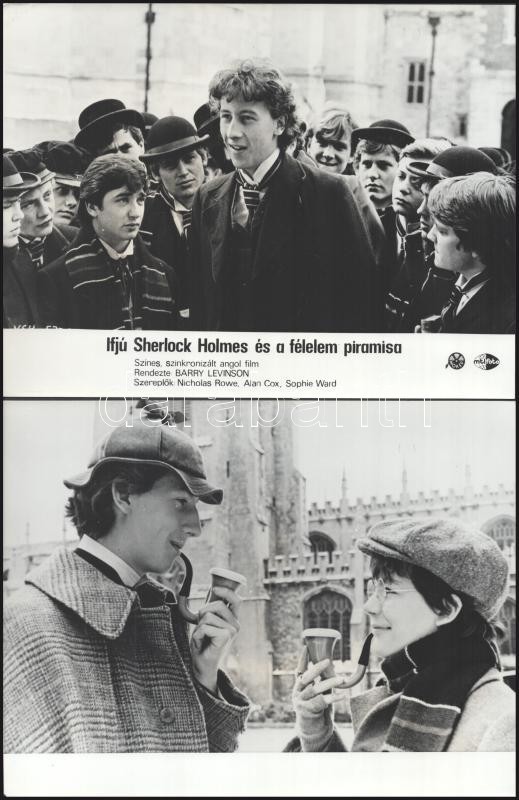Sherlock Holmes filmekből három-három jelenet, összesen 9 db vintage produkciós filmfotó ezüst zselatinos fotópapíron, a használatból eredő (esetleges) kisebb hibákkal, 18x24 cm - Image 2