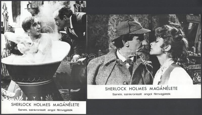 Sherlock Holmes filmekből három-három jelenet, összesen 9 db vintage produkciós filmfotó ezüst zselatinos fotópapíron, a használatból eredő (esetleges) kisebb hibákkal, 18x24 cm - Image 3