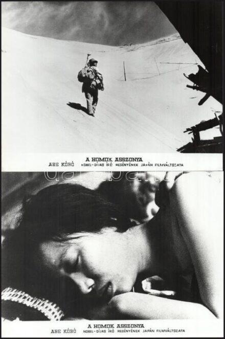 cca 1964 ,,A homok asszonya" - Abe Kóbó Nobel-díjas író regényének japán filmváltozata - szereplők és jelenetek, 9 db vintage produkciós filmfotó ezüst zselatinos fotópapíron, a használatból eredő (esetleges) kisebb hibákkal, 18x24