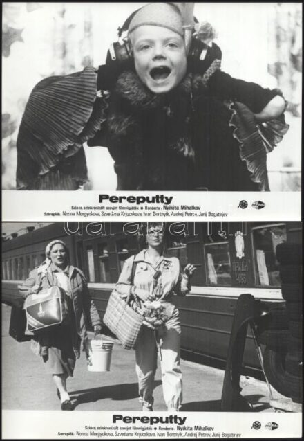 cca 1982 ,,Pereputty" című szovjet filmvígjáték jelenetei és szereplői, 6 db vintage produkciós filmfotó ezüst zselatinos fotópapíron, a használatból eredő (esetleges) kisebb hibákkal, 18x24 cm