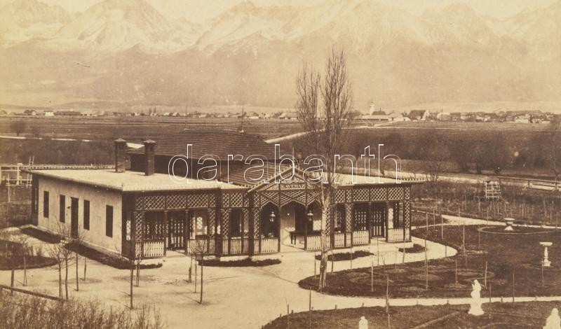 cca 1880 A Magas Tátra Husz-park felől, keményhátú fotó Divald Károly műterméből, hátulján feliratozva, 11×16 cm / High Tatra Divald photo - Image 2