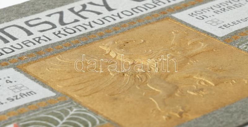 cca 1910-1920 Hornyánszky Viktor csász. és kir. udvari könyvnyomdája Budapest, dekoratív, dombornyomott, szecessziós reklámlap, jó állapotban, 16,5x11 cm - Image 2